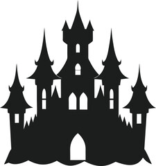 Sinister Halloween Castle Isolated on White