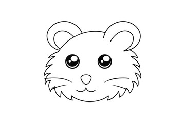 Cute hamster face outline cartoon illustration for coloring books and educational materials minimalist vector design