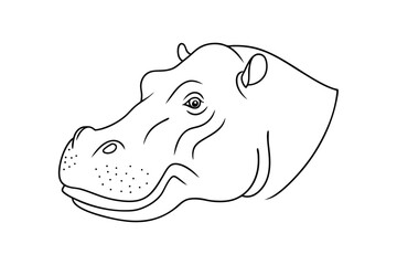 Hippopotamus head outline vector illustration classic african animal graphic design and wildlife concept