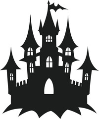 Dark Silhouette of an Eerie Halloween Castle