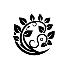 Elegant Black and White Floral Design Element