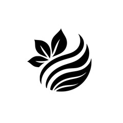 Obraz premium Minimalist Leafy Orb Logo, Black and White Design