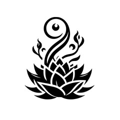 Elegant Black Lotus Graphic on White Background