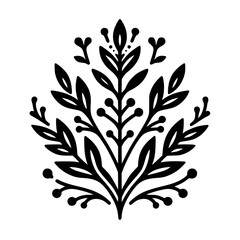 Stylized Floral Black and White Motif for Design Elements