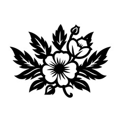 Elegant Black and White Floral Silhouette on White Background