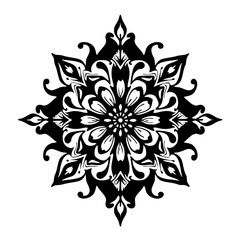 Ornamental Black and White Mandala Design, Vector Illustration