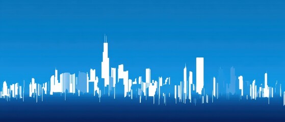 Obraz premium Business abstract cityscape silhouette urban environment high fidelity background viewpoint digital artwork