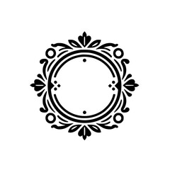 Ornate Black & White Circular Frame - Elegant Vintage Design