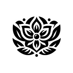 Monochromatic Floral Mandala Design on White Background