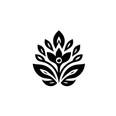 Stylized Eye Flower Logo - Black and White Minimalist Design