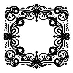 Intricate Ornamental Black and White Frame Design for Decorative Use
