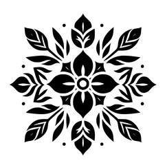 Geometric Floral Mandala in Black and White