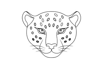 Minimalist leopard head outline vector graphic illustration for coloring pages and educational resources