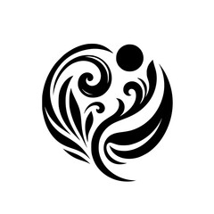 Minimalist Black Floral Design on White, Elegant, Decorative