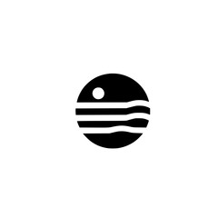 Minimalist Black and White Sunset Logo Design