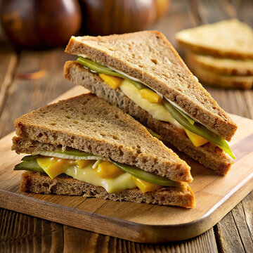 Rustic Branston Pickle and Cheddar Sandwich Styled
