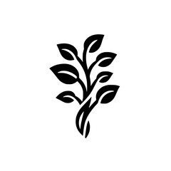 Minimalist Plant Silhouette Logo: Black Leaves on White Background