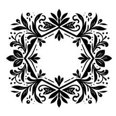Elegant Floral Frame in Black and White: Decorative Border Design