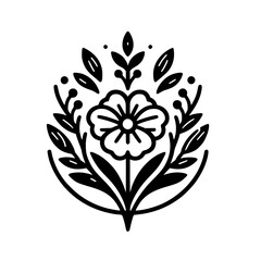 Minimalist Floral Ornament: Black & White Vector Design