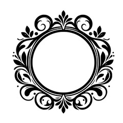Elegant Black and White Floral Circular Frame Design