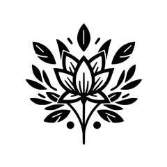 Elegant Lotus Flower Logo in Minimalist Black & White Design