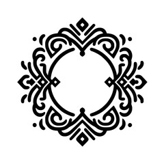 Ornamental Black & White Circular Frame - Elegant Design