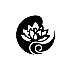 Elegant Black & White Lotus Flower Logo Design