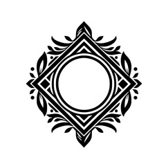 Elegant Black and White Floral Frame Design Element