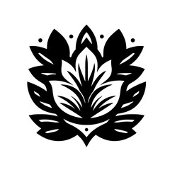 Minimalist Black and White Lotus Flower Icon
