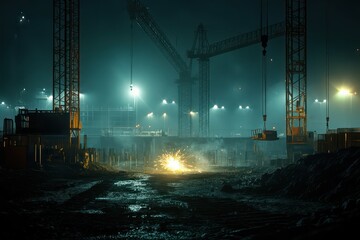 Foggy night urban scene