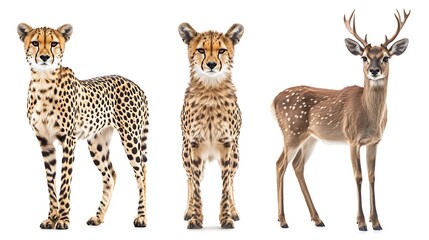 Cheetahs  Deer with White Background.