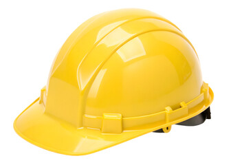 Yellow safety hard hat isolated on transparent background Generative Ai.
