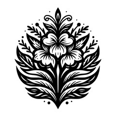 Elegant Black and White Floral Illustration on White Background