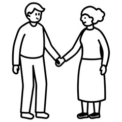 Elderly couple holding hands