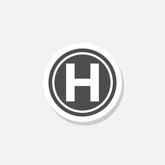 Helicopter landing pad icon sticker isolated on gray background © sljubisa