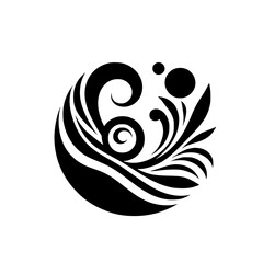 Elegant Black & White Floral Ornament Design on White