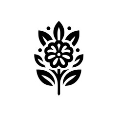 Minimalist Black & White Floral Emblem on White, Vector