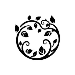 Elegant Black and White Leafy Circle Design