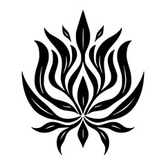 Elegant Black & White Floral Emblem: Minimalist Leaf Design