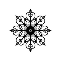 Black and White Floral Mandala Design on White Background