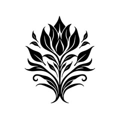 Elegant Black & White Floral Design, Vector Graphic