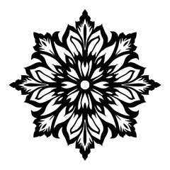 Elegant Black and White Floral Mandala Design on White Background