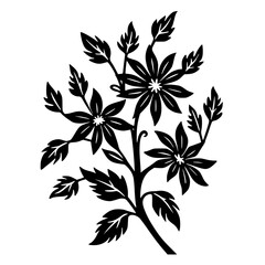 Floral Silhouette Illustration: Black & White Botanical Design