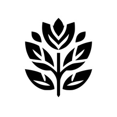 Black and White Floral Logo Design on White Background