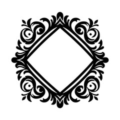 Elegant Black & White Ornamental Diamond Frame, Vector Design