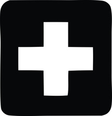 Fototapeta premium The Swiss flag icon or button displays a bold white cross, a significant symbol often associated with religion and medical themes, set against a vibrant red background, embodying a recognizable nation