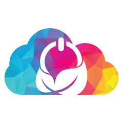Leaf power button logo design icon vector.