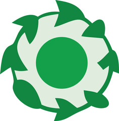 Green eco recycle symbol with leaf vector illustration represents nature, environment, and sustainable recycling design