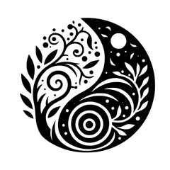 Yin Yang Nature: Decorative Black and White Design