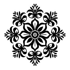Black and White Ornamental Floral Mandala Design